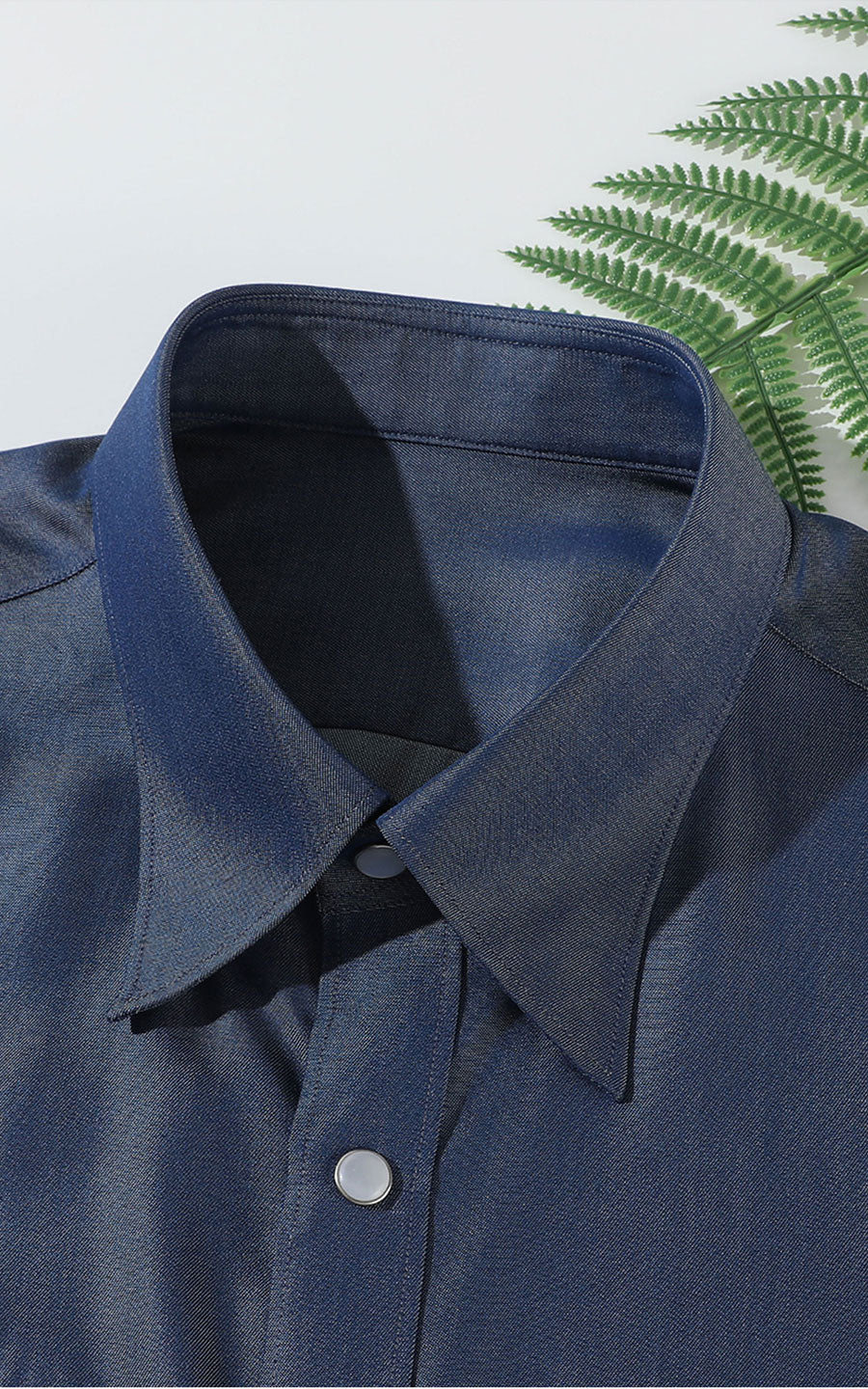 Dark Blue Custom Shirt Collar Detail - Wrinkle-Free