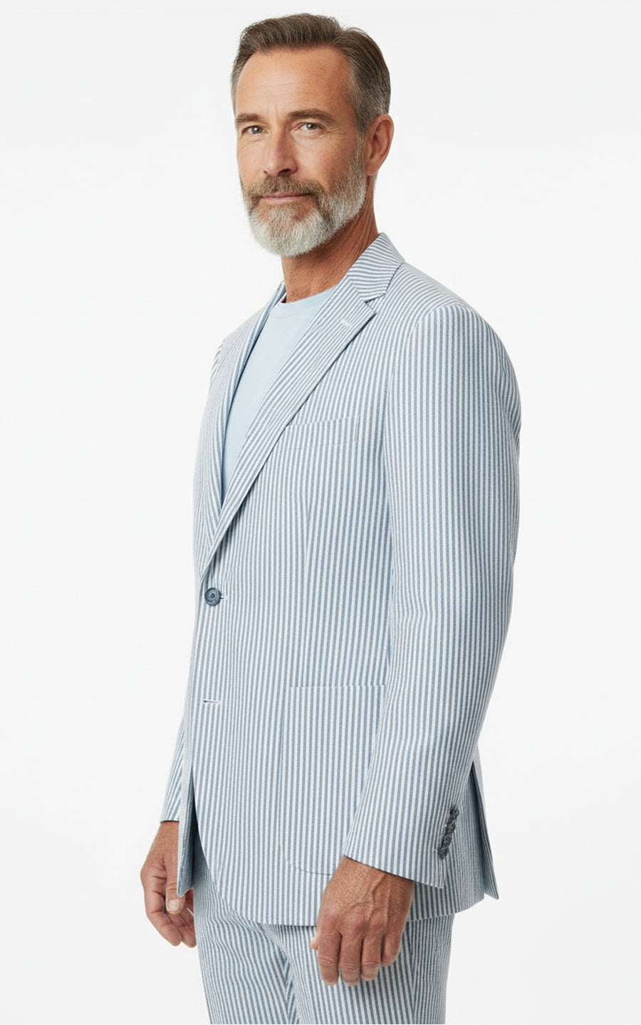 Mens Custom Seersucker Suit Light Blue Summer Wedding