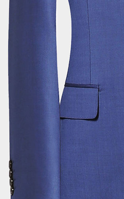 Dark blue plaid pattern blazer fabric detail men's