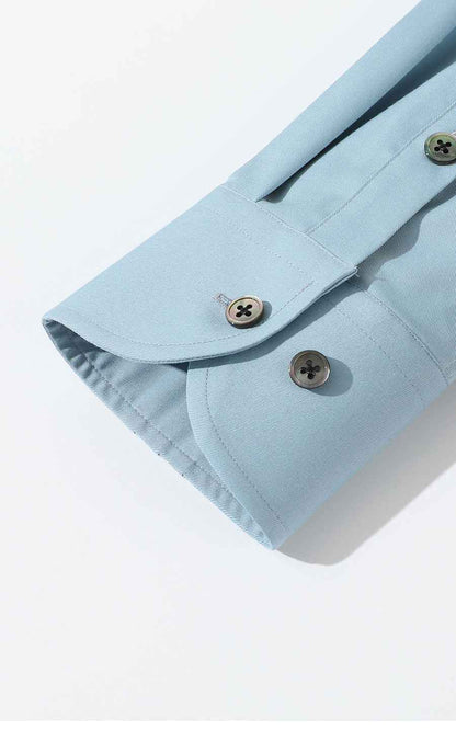 Men's Cyan Twill Long Sleeve Custom Shirt