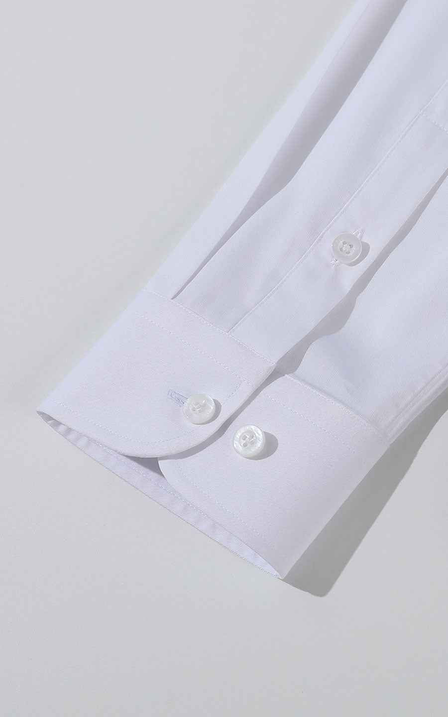 WIAI Pure White Leaf Embroidered Men's Dress Shirt