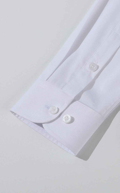 WIAI Pure White Leaf Embroidered Men's Dress Shirt