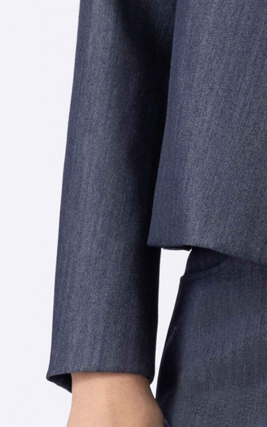Women's Navy Blue Suit Set - Jacket & Wide Leg Pants