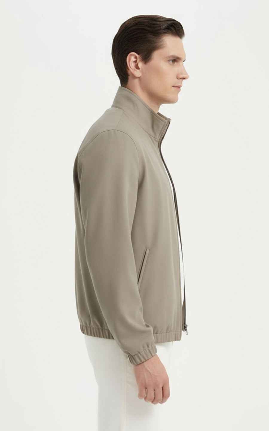 Bomber Jacket Men Classic Beige Casual Outerwear