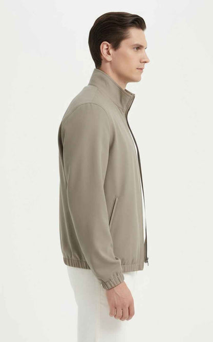 Bomber Jacket Men Classic Beige Casual Outerwear
