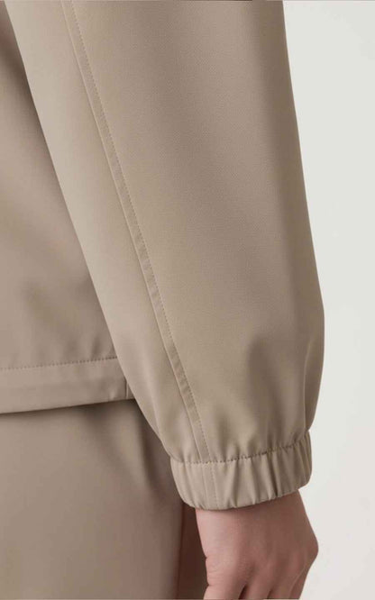 Beige Zipper Hooded Custom Men's Casual Jacket