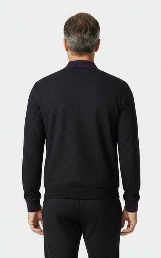 Premium Navy Bomber Jacket Men's Classic Zip-Up