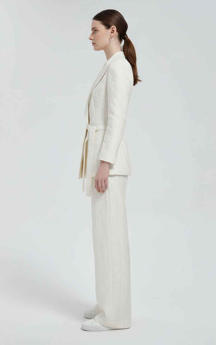 Women's Blazer Set White Wrap Elegant Two Piece