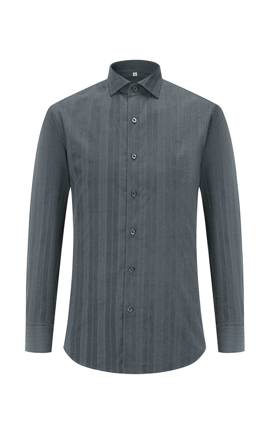 Custom dark gray dress shirt - anti-wrinkle tailored fit