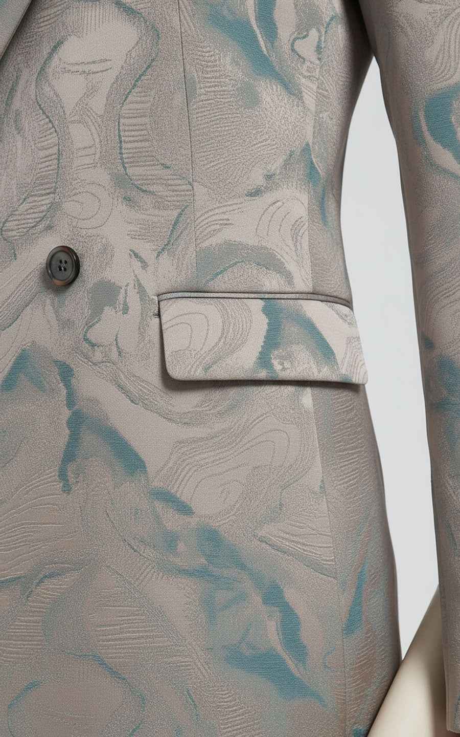 Women's Blazer Watercolor Print Double-Breasted