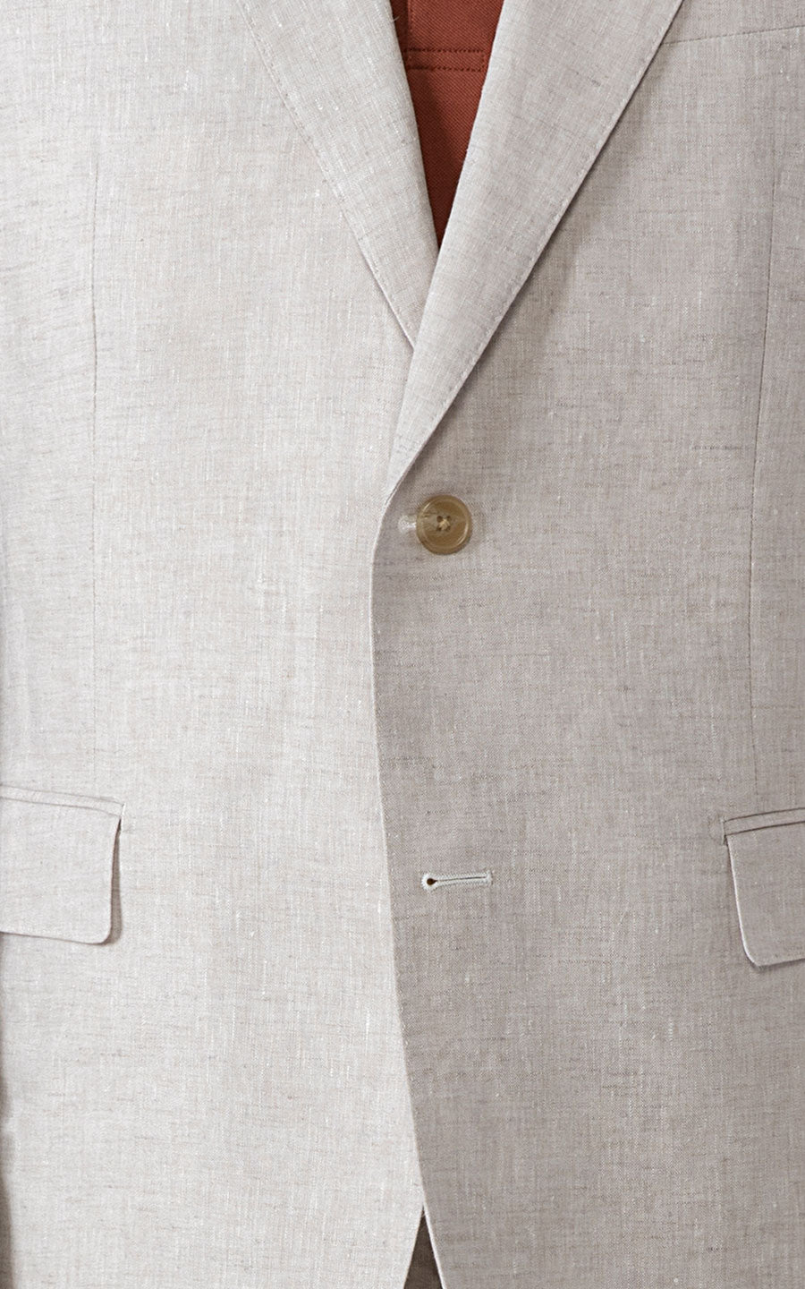 Beige linen fabric detail custom suit texture