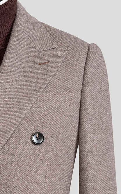 Men's custom overcoat double-breasted light brown autumn/winter