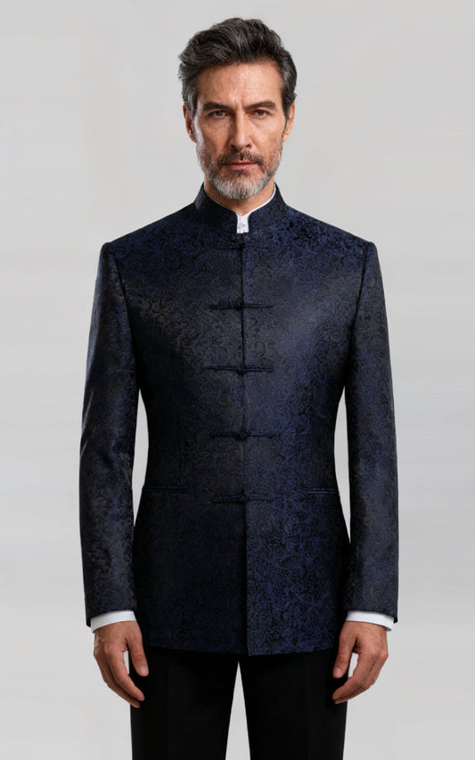 Custom Italian Suit Jacket - Chinese Button Jacquard