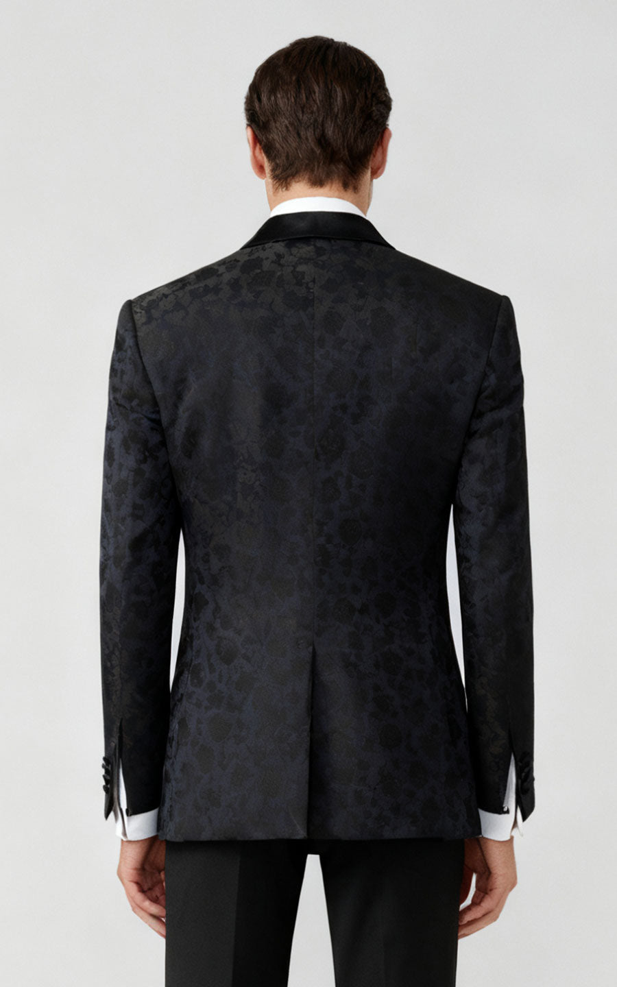 Men's Black Brocade Evening Suit - Custom Groom Wedding Attire
