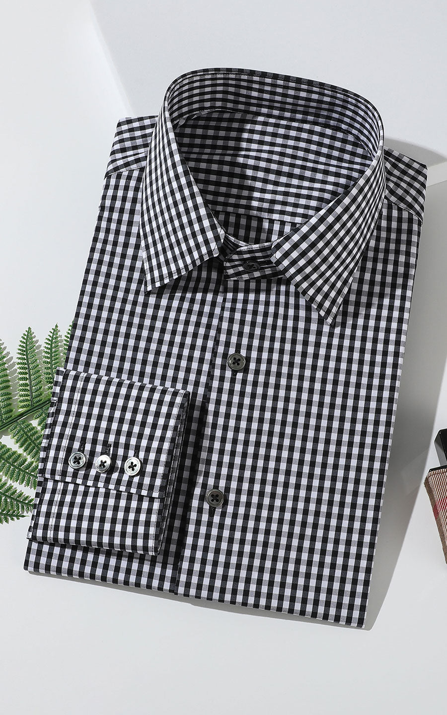 Tailored Fit Casual Shirt - Men's Grey Check Style