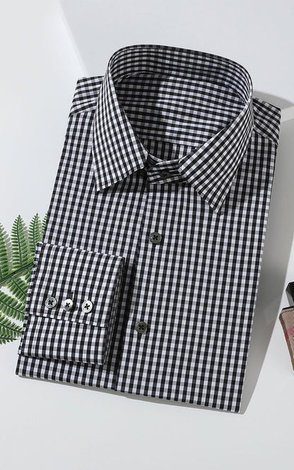 Tailored Fit Casual Shirt - Men's Grey Check Style