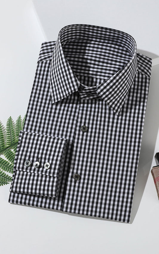 Tailored Fit Casual Shirt - Men's Grey Check Style