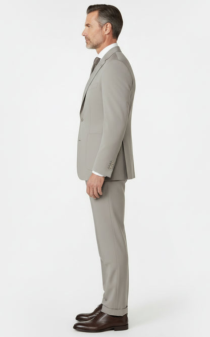 Premium Beige Wool Custom Suit Set Men Business Formal