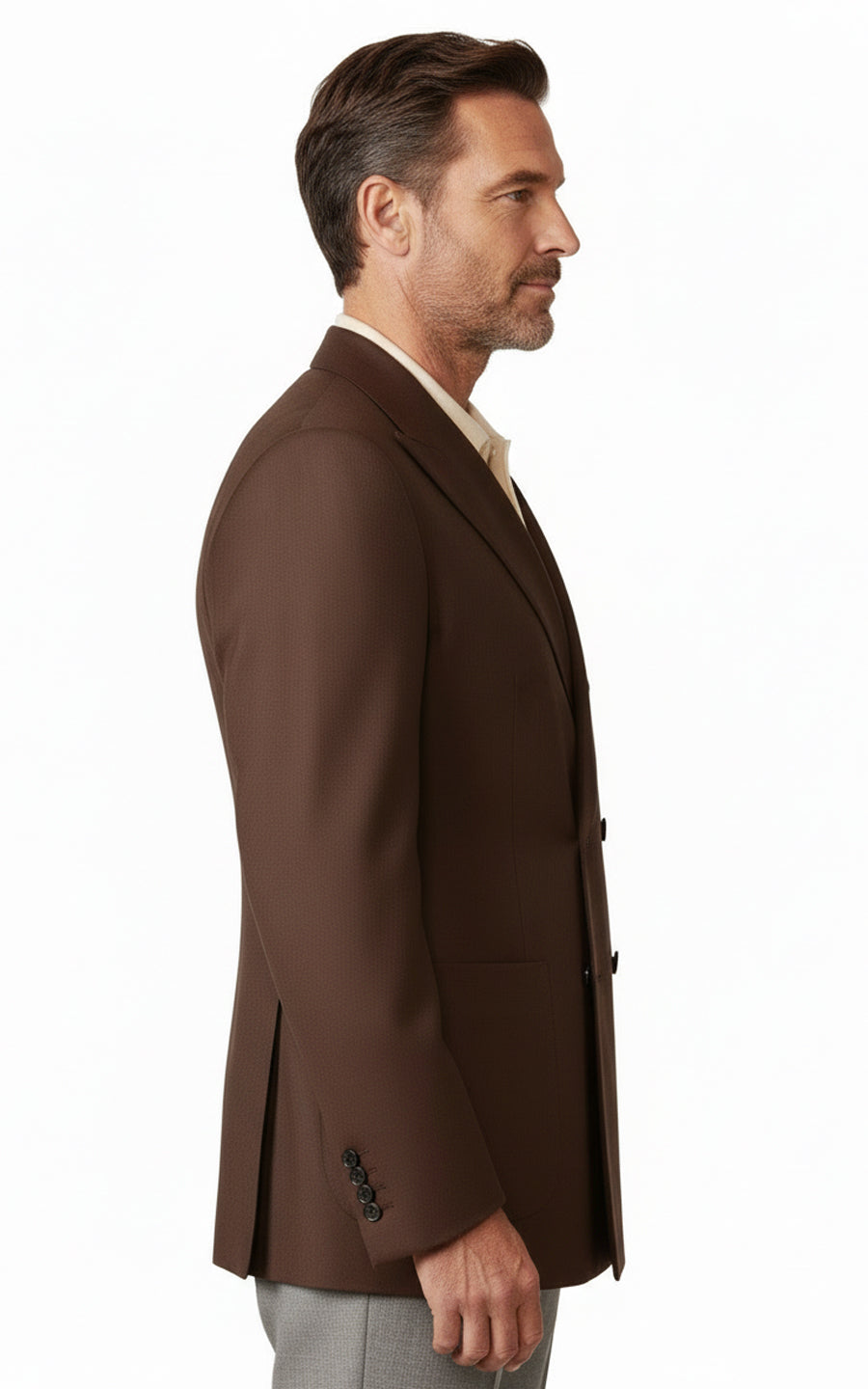Mens Custom Tailored Dark Brown Wool Blazer