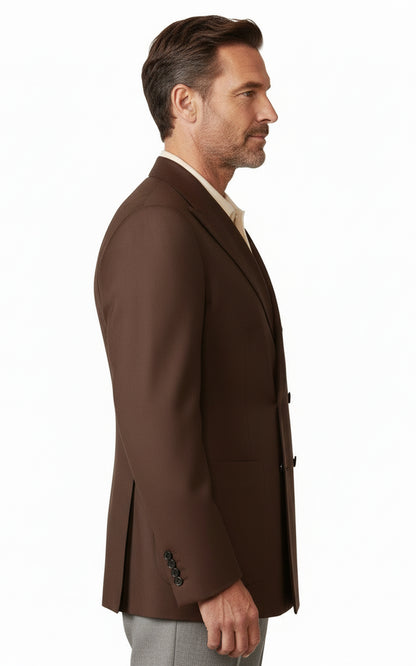 Mens Custom Tailored Dark Brown Wool Blazer