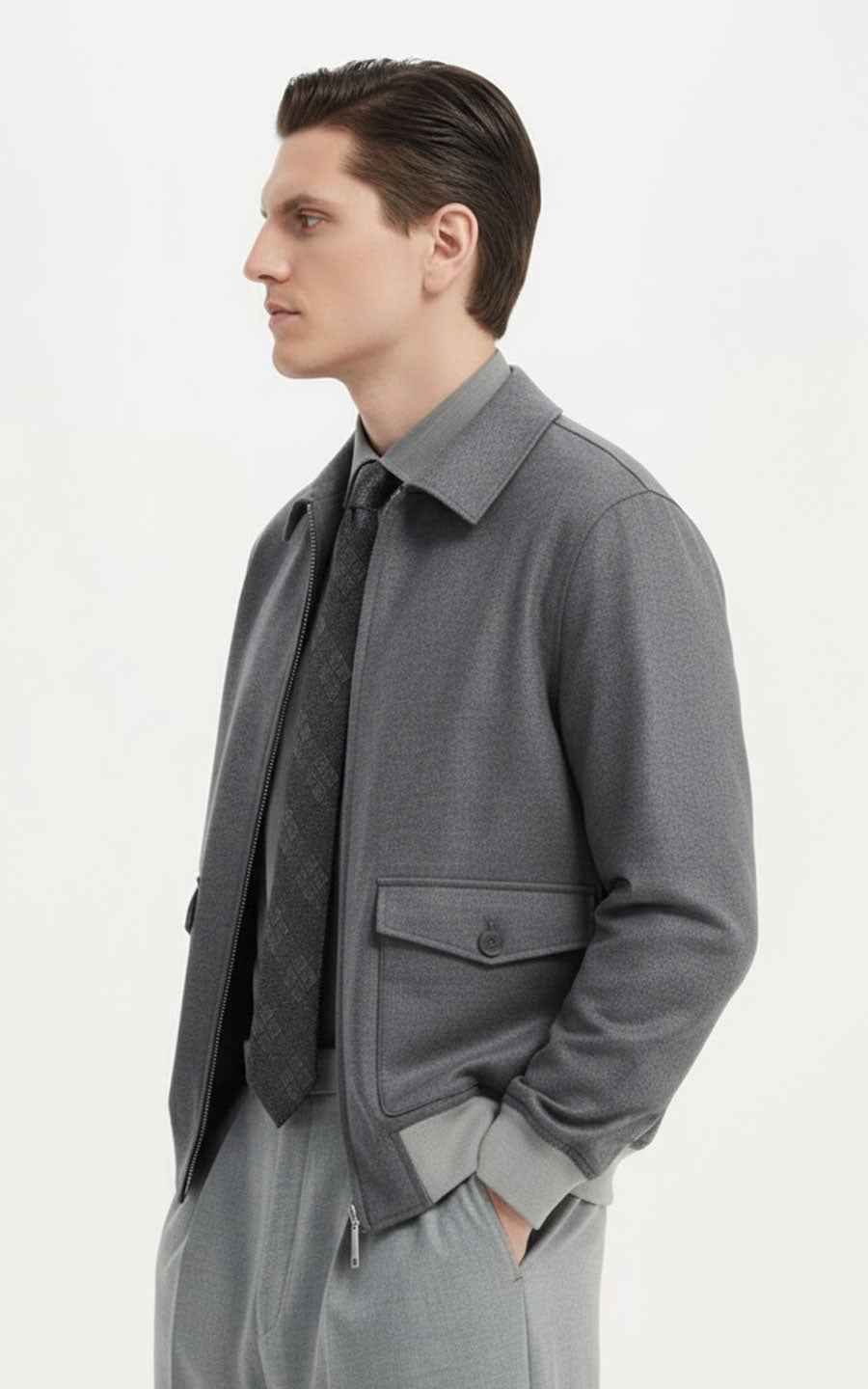 Premium Men's Jacket - Gray Zip-Up Style