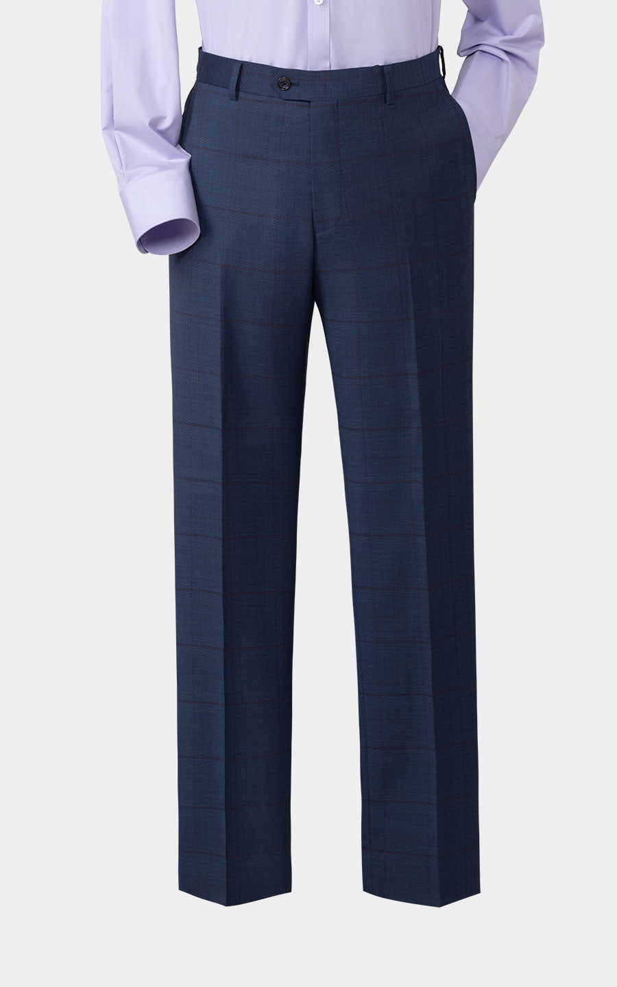 Men's navy blue plaid suit bespoke custom tailoring