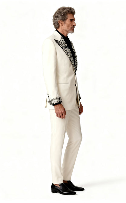 Men's White Tuxedo Suit - Wedding Formal Custom Tailored