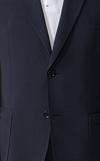 Tailored Navy Seersucker Blazer