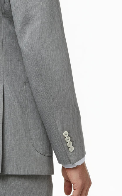 Mens Gray Textured Blazer Slim Fit Business Casual Suit Coat