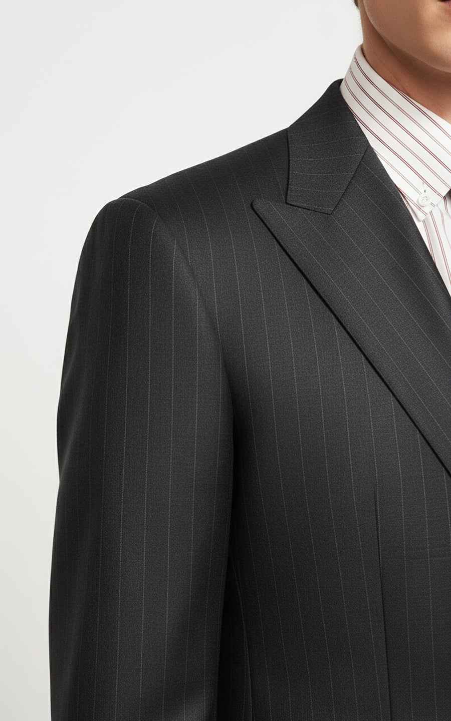 Men's Dark Gray Vertical Strip Business Custom Suit Set