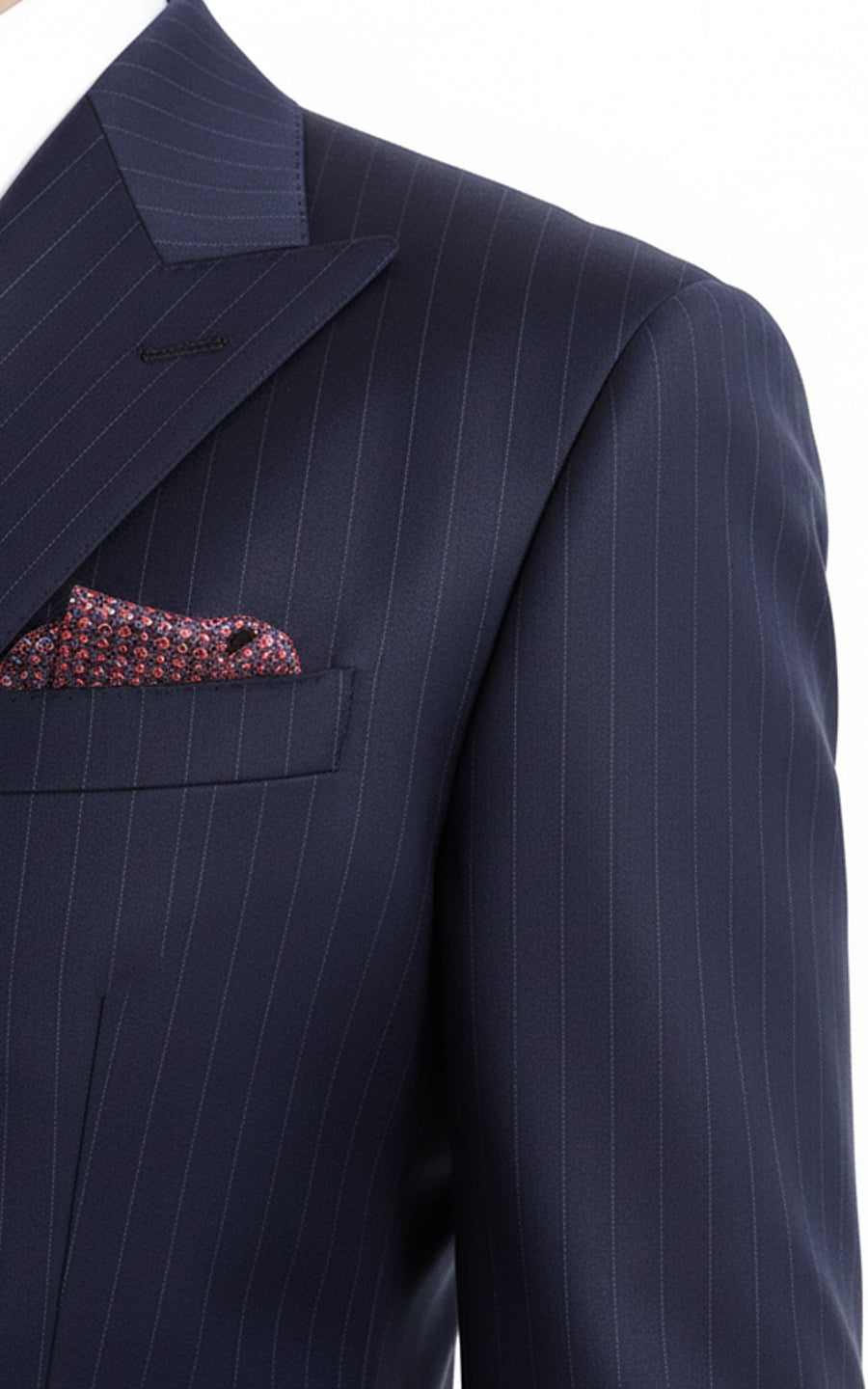 Custom Navy Pinstripe Men Double Breasted Formal Suits Set