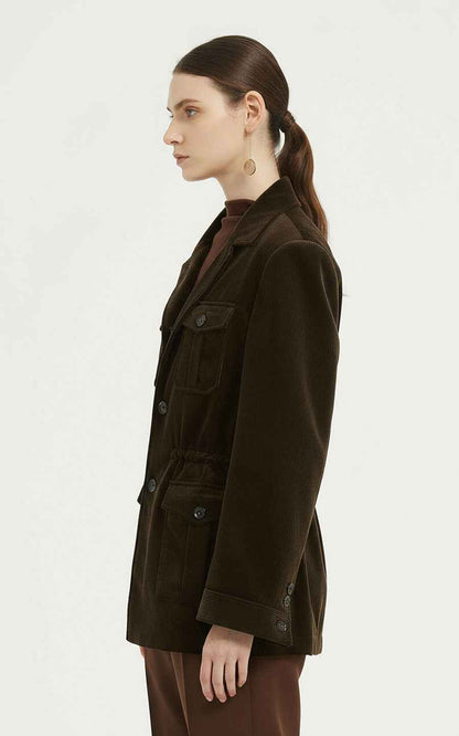 Casual Jackets - Black Corduroy Double-Breasted