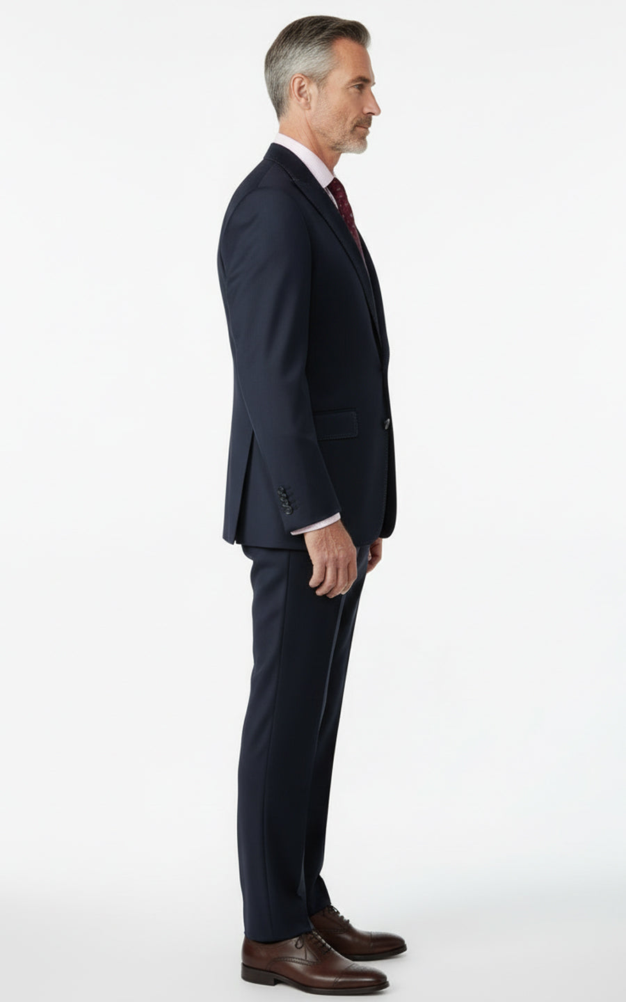 Tailored Men Navy Blue Silk Custom Business Suit Set