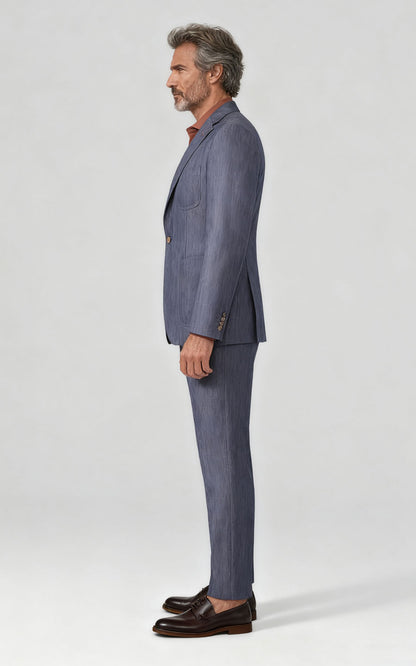Men's Online Suit custom Gray-Blue Wool Business Suit Set