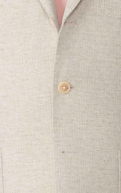 WIAI Men's Beige Linen Casual Suit Set - Tailored Fit