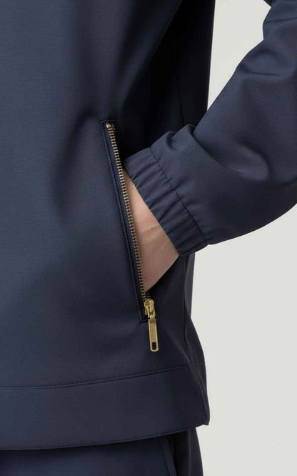 Custom-made casual men's navy blue hooded jacket