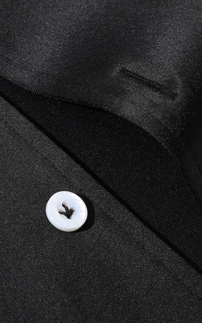 Men's Black Dress Shirt Collar Detail - Business Style