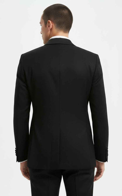 Chinese Wedding Suit Men Black Dragon Embroidery Formal