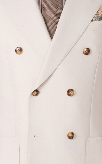 Off-white plaid blazer fabric texture custom tailored