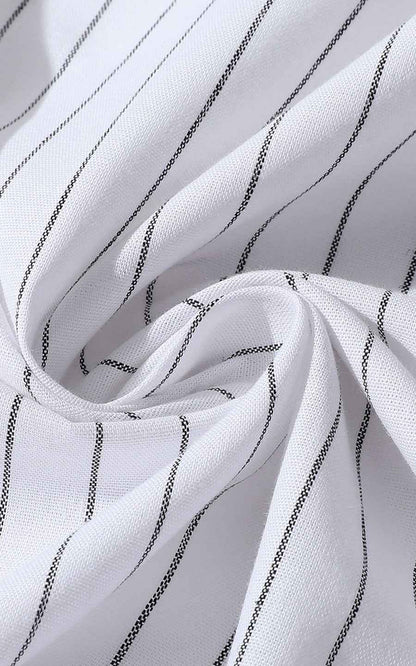Classic White Striped Men's Casual Shirt - Premium