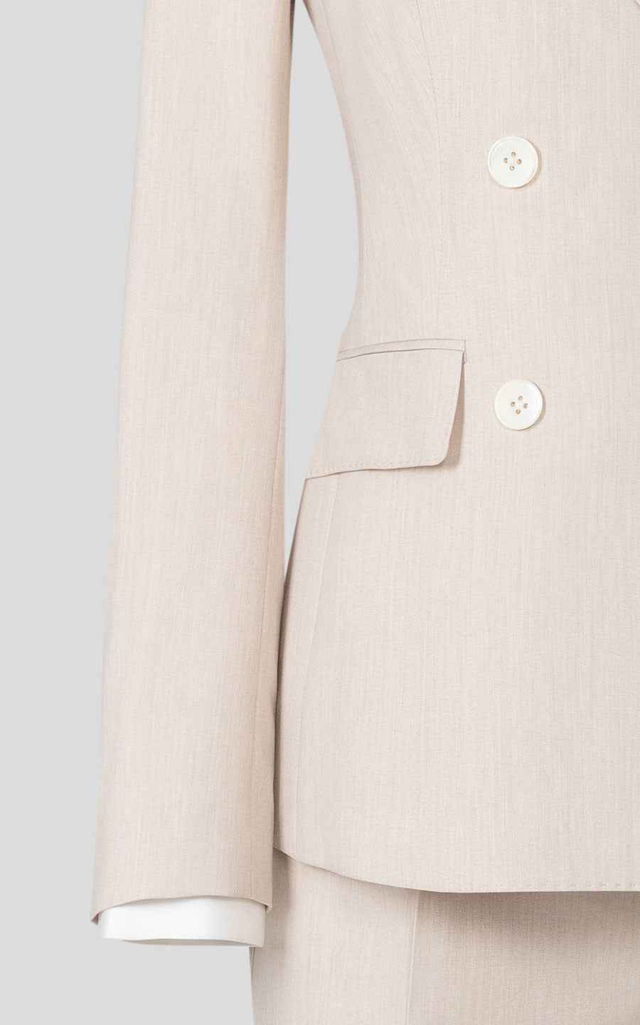 Women's Elegant Beige Double-Breasted Suit Set