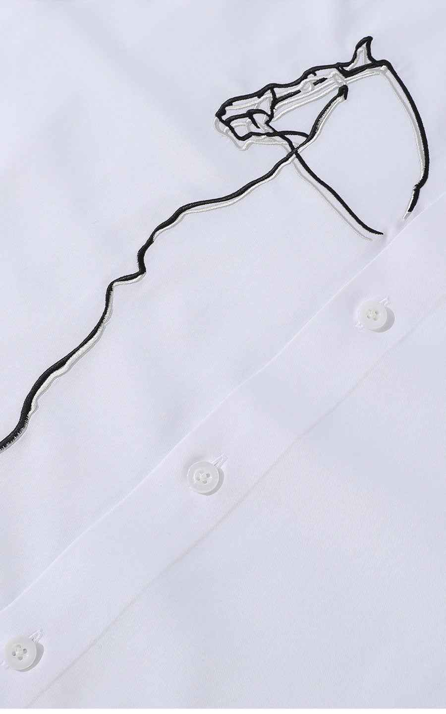 Horse Embroidered White Shirt - Custom Design Premium