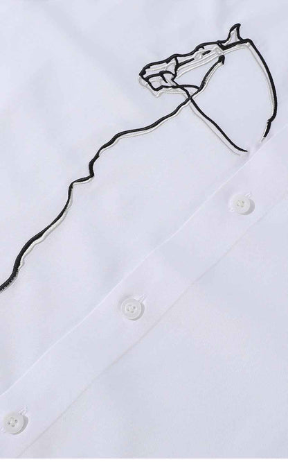 Horse Embroidered White Shirt - Custom Design Premium