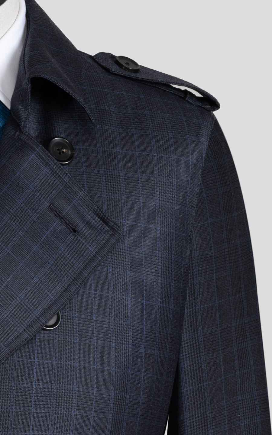 Men's Dark Blue Double-Breasted Custom Casual Trench Coat