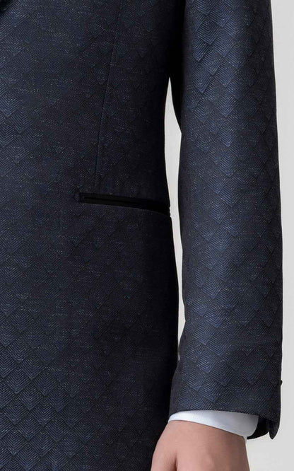 Mens Navy Blue Tuxedo Suit Double Breasted Wedding Coat