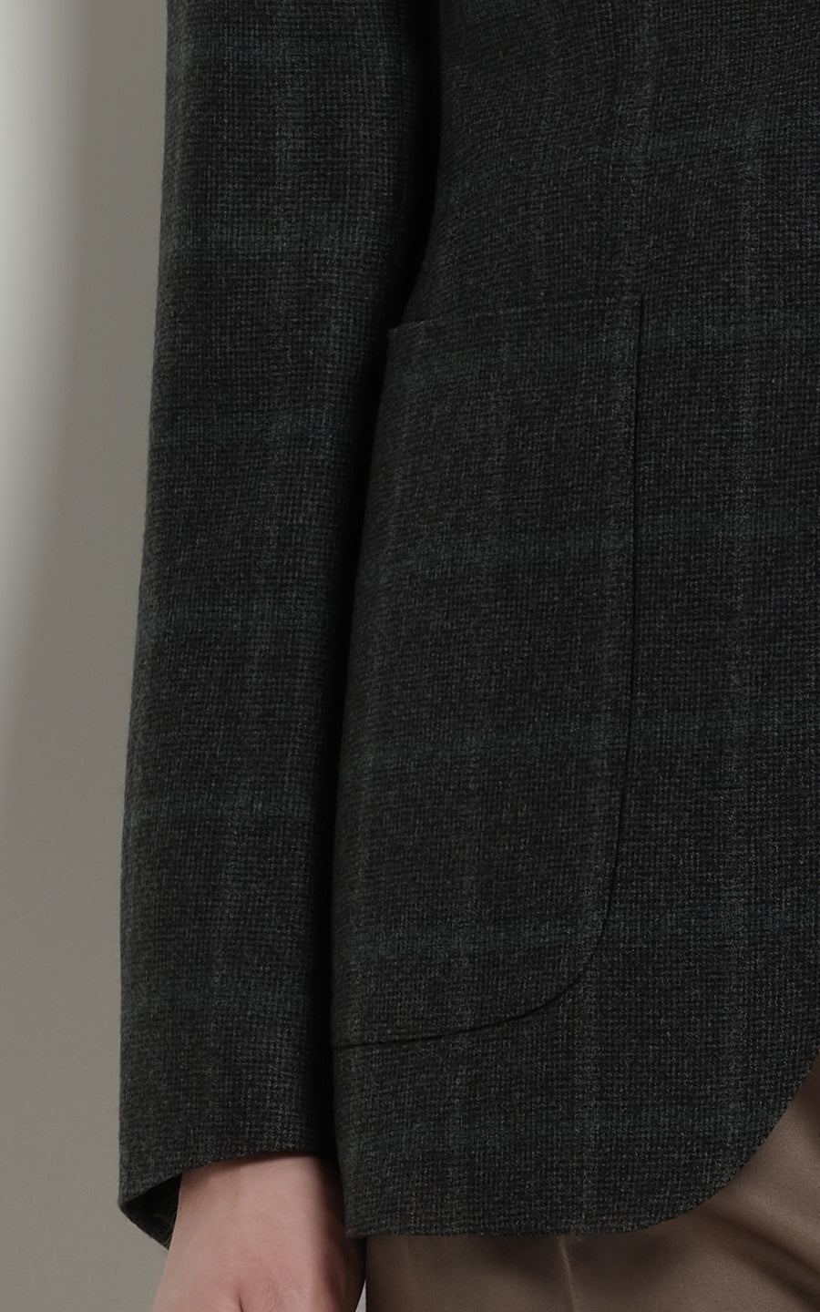 Men's Custom Dark Green Windowpane Business Casual Suit Coat