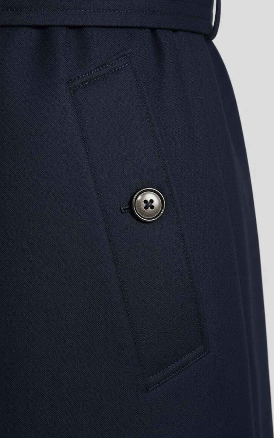 Navy Blue Men's Double-Breasted Custom Business Casual Trench Coat