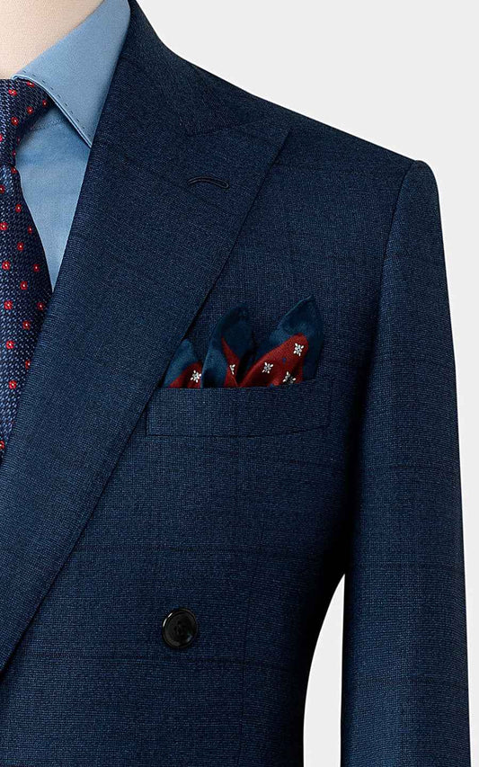 Suit custom Navy Blue Wool Business Suit Set for Men