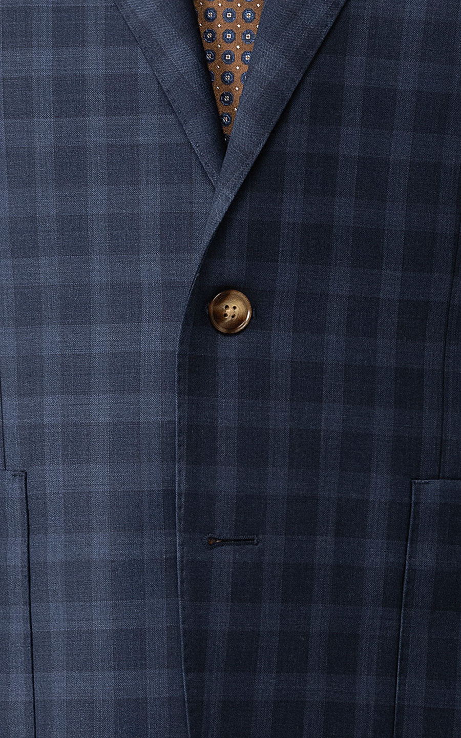 Blue plaid blazer detail buttons - Half canvas construction