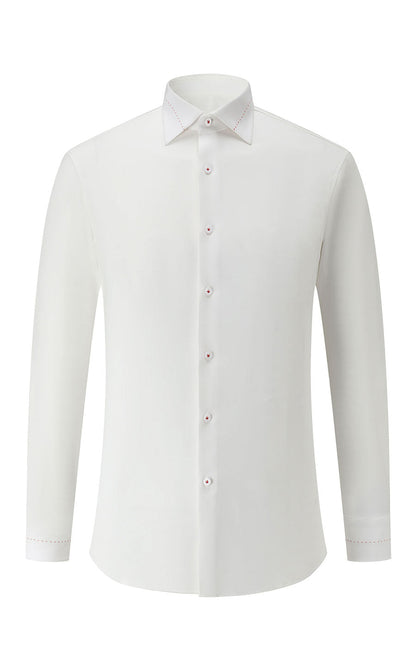 WIAI Men's Pearl White Custom Tailored Dress Shirt